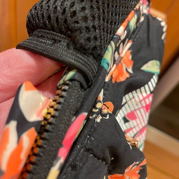 Steve Madden Black Orange and Pink Floral Print Backpack 9x10 - Picture 12 of 16